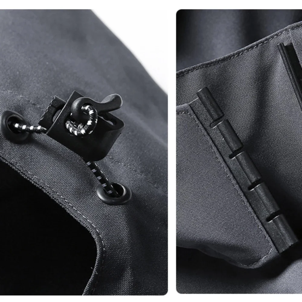 Men Spring Autumn Hoodie Jackets Fashion Outdoor Coat Oversized Waterproof Windbreaker Cool Zipper Punk Mountaineering Clothing - Image 4